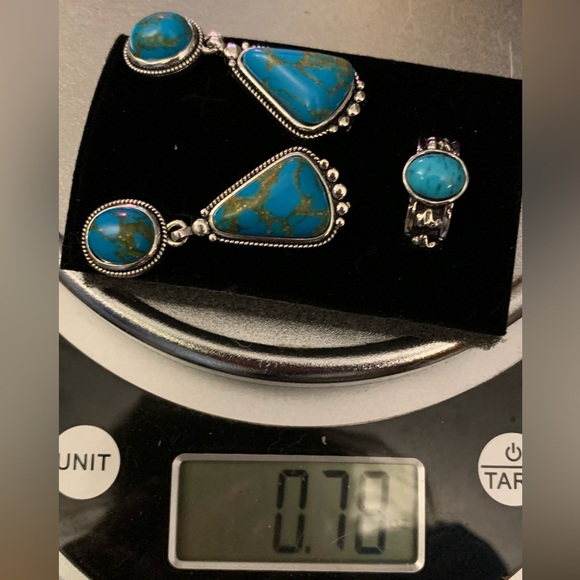 Faux Turquoise Pendant Earring & Ring Set - Picture 11 of 11